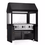 Gasgrill TORONTO - 1500mm - Holzfront - schwarze Granit-Arbeitsplatte - Hitzeschutzglas
