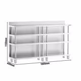Tavolo in acciaio inox - 1800x400mm - con alzatina 100mm & 4 ripiani