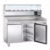 Table réfrigérée à pizza ECO - 1500 x 800 mm - avec 2 portes - incl. vitrine réfrigérée - 6 x GN 1/3