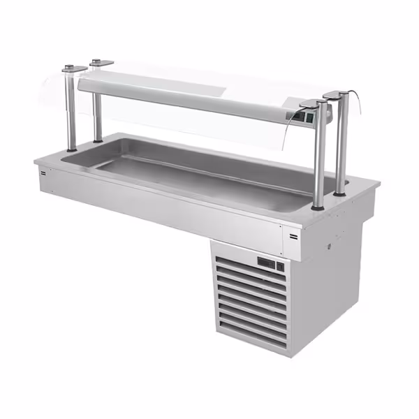 Ankastre Soğuk Havuz - 1460mm - +2/+8°C - 4x GN 1/1 - 390W - cam üst koruma ile