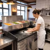 Commercial Pizza Prep Counter - Granite Top PREMIUM - 1500x800mm - with 1 doors & 7 drawers - incl. refrigerated topping unit - 7x GN 1/4