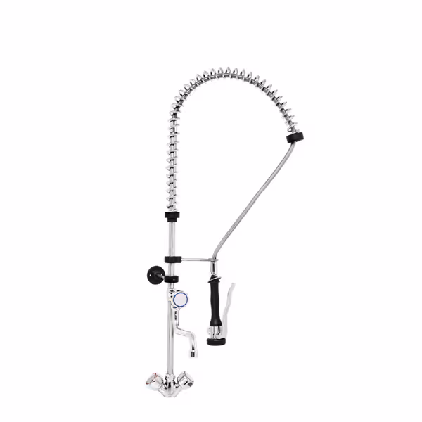Enkel gat voorspoeldouche 6000 PREMIUM PLUS - met 1-gats monobloc, wandmontage, zwenkuitloop, 2-knops, G1/2 & G3/4, sproeier/handdouche, wandhouder - 1070mm