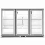 Barkoelkast - 1350mm - 320 Liter - met 3 glazen klapdeuren - grijs