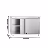 Dulap de lucru din oțel inoxidabil PREMIUM - 1,2 m - cu ușă glisantă - incl. blat de lucru alb
