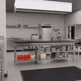 Rozsdamentes acél munkaasztal PREMIUM - 1800x700 mm - alsó polccal - gránit munkalappal