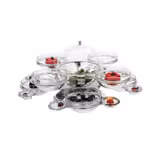 Buffetstandaard - RVS - rond - 600x600mm - Hoogte: 350mm - incl. 17 glazen schalen - roterend