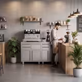 Arbeitsschrank - für Kaffeemaschine - 1000x600mm - mit 2 Schubladen, 2 Türen, 1 Abklopfschublade & Aufkantung