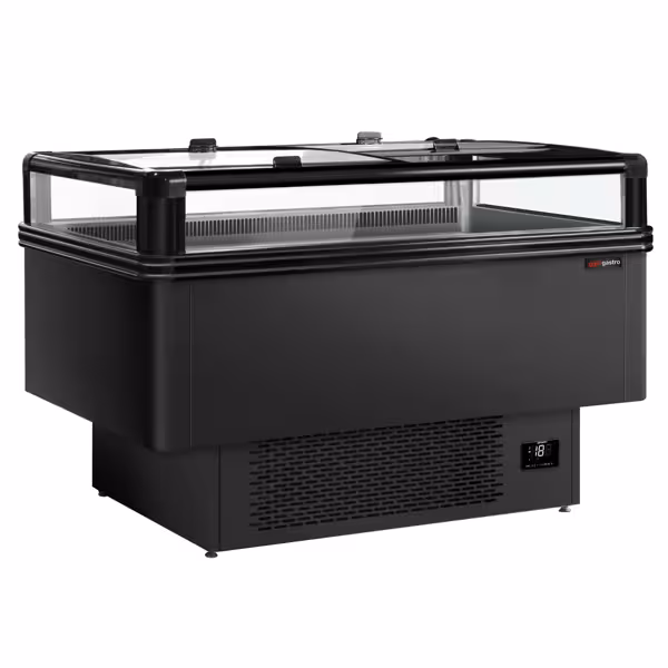 Pakastesaareke - 1533x995 mm - 260 l - lasiset liukukannet - musta