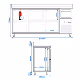 Arrière-bar réfrigéré professionnel PREMIUM - 2130x600 mm - avec 6 tiroirs 1/2, dosseret & bac à marc pour café