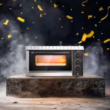 Electric Deck Pizza Oven - Single Deck - 4 - Ø 20cm (8") - 230V Single Phase - Mechanical Controls - Black - up to 350°C