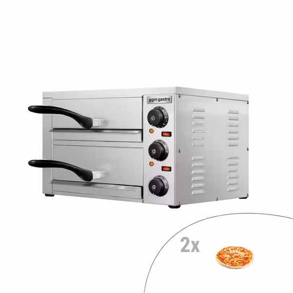 فرن بيتزا كهربائي صغير - 475x560mm - 1+1 x 33cm - حتى 300°C - تحكم يدوي