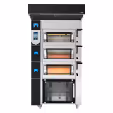 Commercial 3‑Deck Electric Bakery Deck Oven with Steam – Touch Control - Hood & Stand - EN 600×400