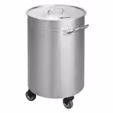 Abfallbehälter mit Deckel, Rollen & Griffen - 100L - Edelstahl