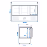 طاولة تحضير بيتزا مبردة PREMIUM - 1400x700 mm - مع 3 أبواب زجاجية - سطح عمل جرانيت