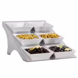 Etagere / Buffet Stand - Stainless steel frame - Chrome - square - Height: 330mm - incl. 6 Melamine bowls 220x220mm - suitable for square bowls