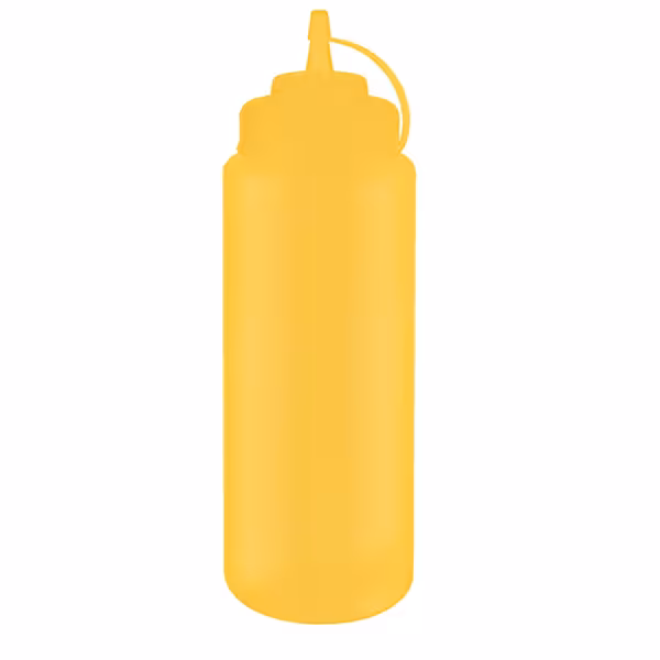 (6 stuks) Knijpfles - 1020ml - Ø 80mm - met schroefdop & afsluitdop - geel