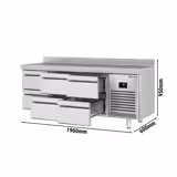 Tavolo refrigerato PREMIUM PLUS - 1960x600mm - Ventilata - 385 L - con 6 cassetti - Alzatina