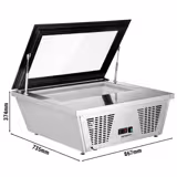 Tisch-Eisvitrine - 870mm - Statisch - für 4x 5 Liter Eisbehälter - gerader Deckel - Deckelöffnung zur Bedienseite