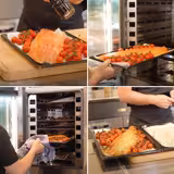 Forno combinato a vapore - Touch - 4x GN 1/1 - con griglia per polli, sistema di raccolta grassi, tavolo armadiato da lavoro, sistema di lavaggio e sensore di temperatura