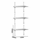 Mensola a parete in acciaio inox PREMIUM - 1200x300mm - con 3 ripiani