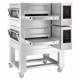 (2 pcs) Electric Conveyor Pizza Oven - 1260x1750mm (49.6"x68.9") - 230V 3 Phase - Touchscreen Controls - Belt width: 500mm (19.7") - up to 350°C - with Base frame & Wheels