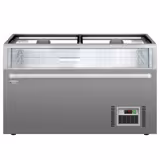 Vrieseiland - 1454x850mm - 402 liter - 2 glazen schuifdeksels - grijs