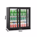 Barkühlschrank - 900mm - 220 Liter - mit 2 Glasschiebetüren - Schwarz