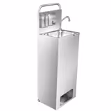 Commercial Mobile Hand Wash Sink - Stainless steel - with foot-pump, soap dispenser & paper towel dispenser