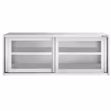 Rozsdamentes acél faliszekrény - 2000x400 mm - üveg tolóajtóval - 650 mm magas
