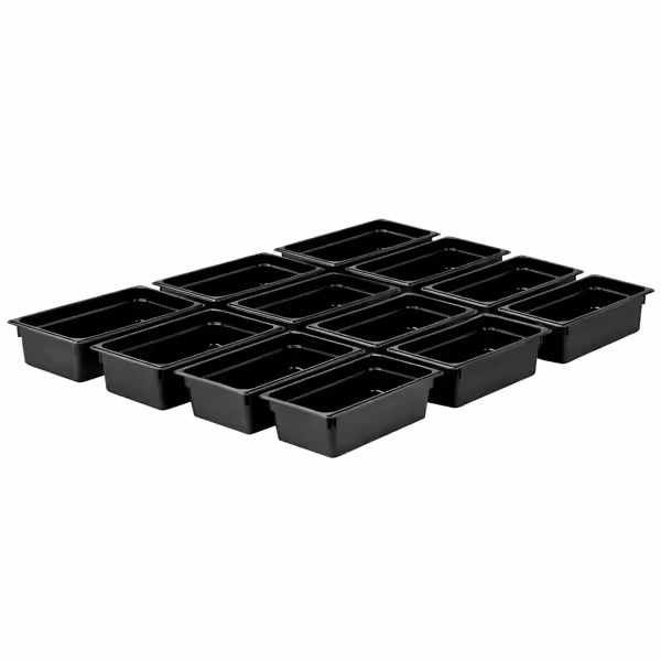 (12 stuks) Polycarbonaat GN-bak GN 1/3 - zwart - 3,6 liter - Diepte: 100mm