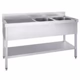 Spültisch PREMIUM - 1600x600mm - mit Grundboden & 2 Becken rechts
