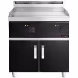 Plancha électrique - plaque chromée dure - 2 zones - 8,0 kW - Lisse - Surface de cuisson : 795x535mm - incl. soubassement avec 2 portes
