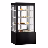 Kakkuvitriini - 850 l - 1000 mm - kaksinkertainen lasi - 3 hyllyä - LED-valaistus - liukuovet - musta