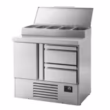 Saladette refrigerata professionale Compatta - 978x700mm - 1 porta e 2 cassetti - per 5x GN 1/4 vaschette
