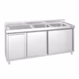 Commercial Sink Cabinet – 1800 × 700 mm – with Waste Bin & Twin Right-Hand Bowls