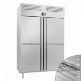 Upright Fridge Stainless steel PREMIUM PLUS - GN 2/1 - 1240L - with 4 half doors
