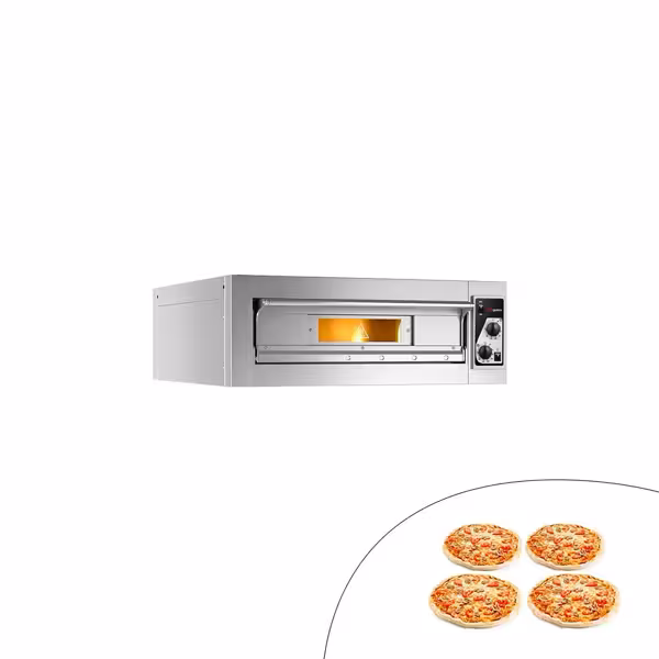 Elektrikli Pizza Fırını - Kompakt - Taş tabanlı - 33 cm x 4 Pizza Kapasiteli - 380V - Manuel