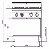 Fourneau à gaz – 21,5 kW – 4 brûleurs