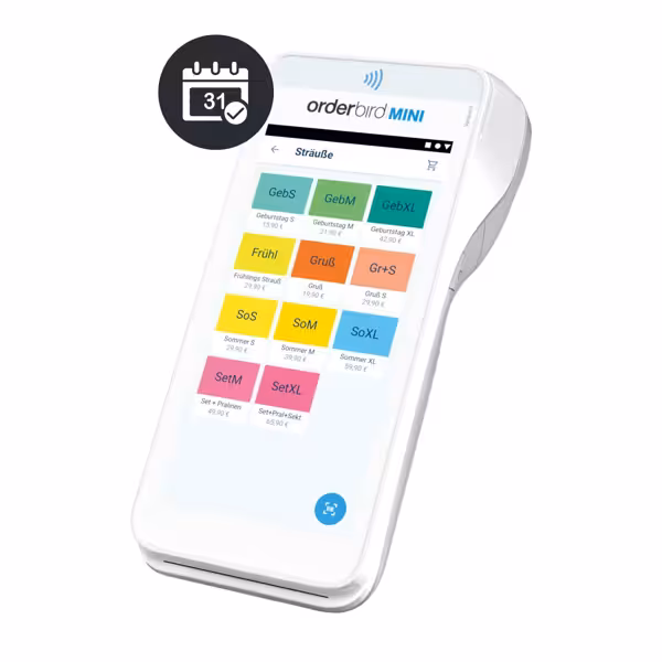 ORDERBIRD | MINI - Termijn van 1 maand - Mobiel apparaat incl. kassabonprinter en kaartlezer