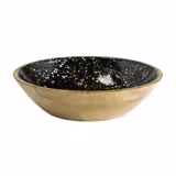 (6 pcs) Bowl - MANGO - Mango Wood - 4L - round - Ø 370mm - Depth: 90mm - Black-Gold