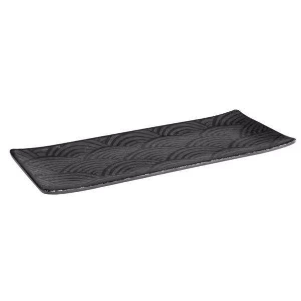 (6 stuks) Dienblad DARK WAVE - Melamine - 29x12cm - hoogte: 15mm - Zwart
