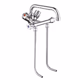 Monobloc mixer tap - deck-mounted - with twin levers, swivel spout & 3/8" connections - height 460mm