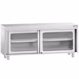 Tavolo armadiato in acciaio inox PREMIUM - 2000x700mm - con 2 porte scorrevoli