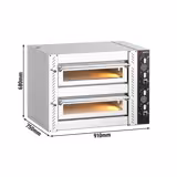 Elektrická pizza pec - 910x750 mm - 4+4× Ø 25 cm - až 450 °C - Manuální
