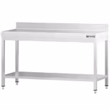 Table de travail inox PREMIUM - 1600 x 800 mm - avec tablette inférieure & Dosseret