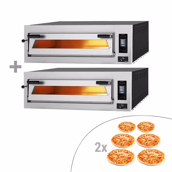 (2 buc.) Cuptor de pizza - 6 + 6 x 35 cm - cu ecran tactil