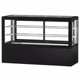 Süteményes vitrin [JAKOB] - 990 l - 2010 mm - dupla üvegezés - egyenes frontüveg - 2 polccal - LED világítással - fekete