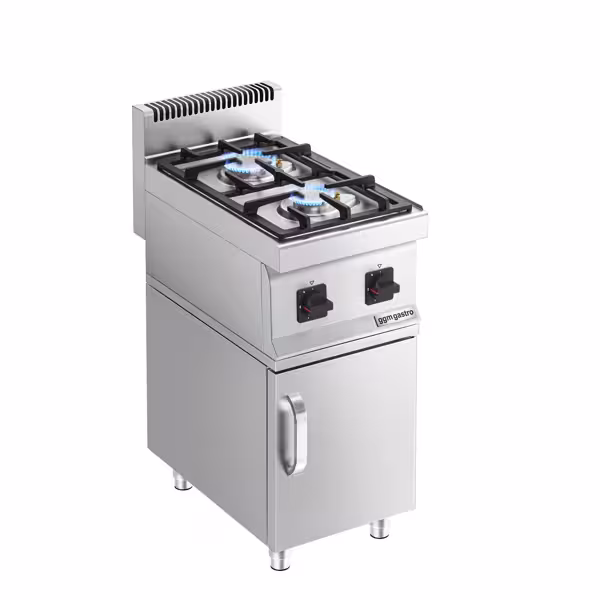 Commercial Gas Hob - 10 kW - 2 Burners - Stand with 1 Door