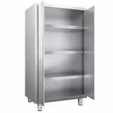 Commercial Stainless Steel Tableware Cabinet PREMIUM – 1000×600×1800 mm - 2 Hinged Doors - 3 Shelves - Recessed Grip - 520 mm Shelf Depth - 1.0 mm Steel