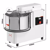 Spirálový hnětač těsta - 53 l / 44 kg - 1 rychlost - odnímatelná mísa a výklopná hlava - časovač - 400 V